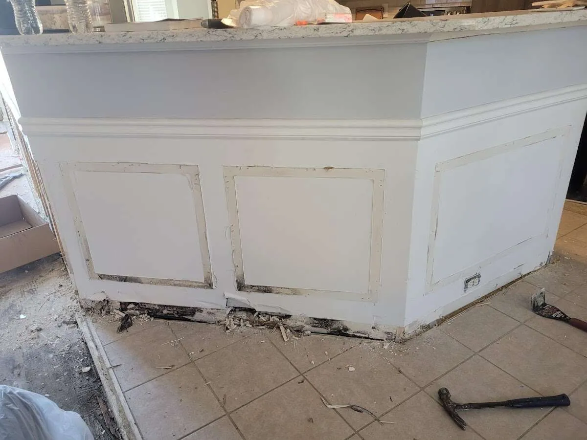 Water damage and mold on kitchen during Storm Damage Restoration in Cocoa West